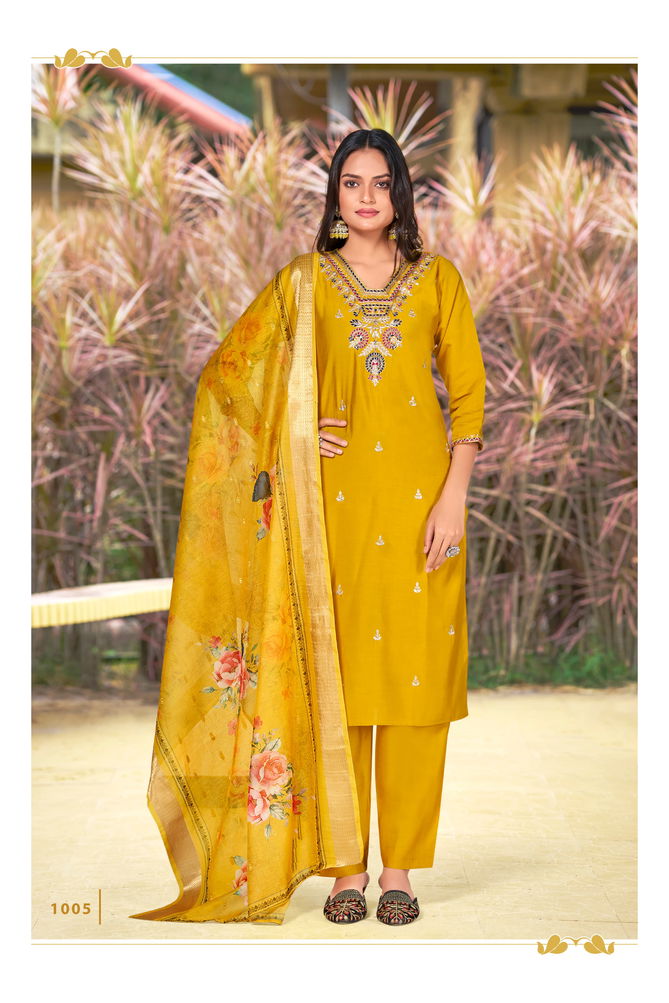 Nusrat By Ossm Viscose Roman Silk Embroidery Kurti With Bottom Dupatta Wholesalers In Delhi